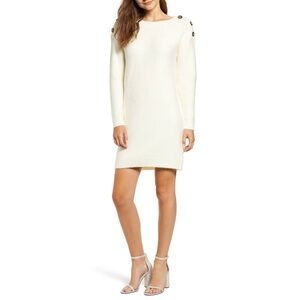 New Chriselle Lim Sawyer Sweater Dress Ivory XS